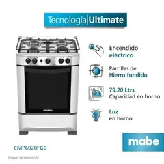 MABE - Cocina de Pie a Gas CMP6020FG0 4 Quemadores