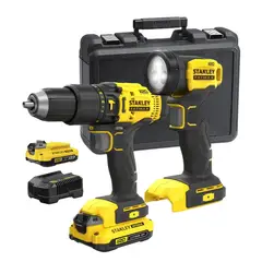 STANLEY - Taladro percutor 12 50nm + linterna 140lm +2 baterias, cargador