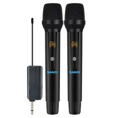 GENERICO - Micrófono Universal Inalámbrico con Pantalla Pack Doble SANCI 8013U-2