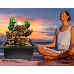 GENERICO - FUENTE DE AGUA CASCADA LUZ RGB BOLA RODANTE CORRIENTE 29 x 23 x 19 CM