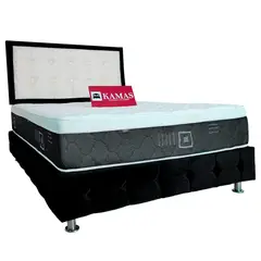 KAMAS - DORMITORIO 2 PLAZAS SAFYNNTE + CABECERA AÉREA CON MARCO - NEGRO