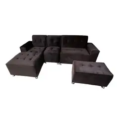 GENERICO - Mueble seccional L-cama COLOR NEGRO + 3 cojines de regalo