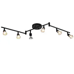 MMDH - Foco de techo E27 negro plegable para salón PEA310-6B