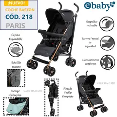 EBABY - COCHE BASTON RECLINABLE PARIS - NEGRO