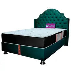 KAMAS - DORMITORIO 2 PLAZAS RUCAY + CABECERA PEDESTAL CORONA - VERDE