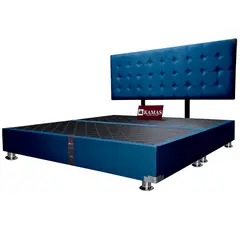 KAMAS - CAMA TARIMA KING + CABECERA AÉREA CUADROS 1 - AZUL