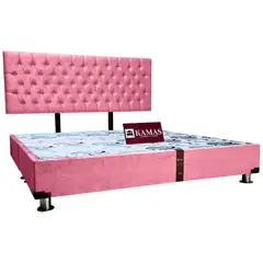 KAMAS - CAMA TARIMA KING + CABECERA AÉREA CAPITONEADO - PALO ROSA