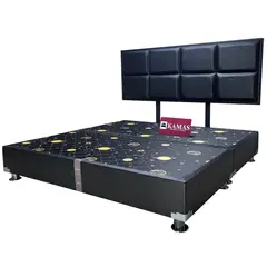 KAMAS - CAMA TARIMA KING + CABECERA AÉREA BLOQUES - NEGRO