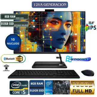 LENOVO - All In One IdeaCentre 3 24IAP7 23.8" FHD Core i5-12350H 8GB RAM 512GB SSD