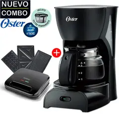 OSTER - Cafetera BVSTDCDR5B De 4 Tazas +Sandwichera
