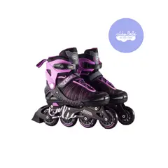 GENERICO - Patines para niña modelo lineal negro y rosa talla 34-37