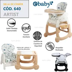 EBABY - SILLA DE COMEDOR ESCRITORIO ARTIST BEIGE 4 EN 1