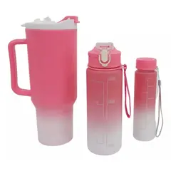 GENERICO - SET TRIO BOTELLAS TAZA TOMATODO PLÁSTICO 1300ML 800ML 300ML