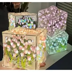 GENERICO - LAMPARA DE TULIPANES CUBO INFINITO PARA ARMAR  12X12CM