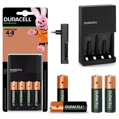 Duracell - Kit Cargador de pilas AA recargables DURACELL + 4 baterías AA 2500mAh