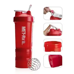 GENERICO - Tomatodo Batidor Shaker ROJO con dispensador vitamínico 3 Piezas
