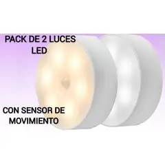 GENERICO - PACK DE 2 LUCES LED CON SENSOR DE MOVIMIENTO RECARGABLE