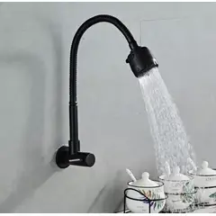 GENERICO - Grifo de Agua Fria con Resorte Flexible Negro