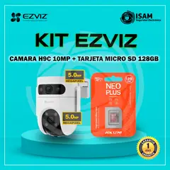 EZVIZ - CAMARA DE SEGURIDAD EXTERIOR H9C 10MP + TARJETA MICRO SD 128GB HIKSEMI