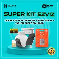 EZVIZ - KIT CAMARA EB8 4G 3MP EXTERIOR + PANEL SOLAR + TARJETA MICRO SD 128GB HIKSEMI