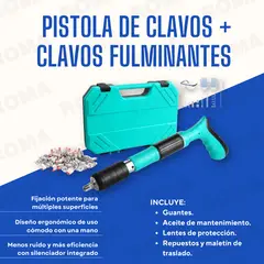 GENERICO - KIT PISTOLA DE CLAVOS CON MALETIN + 200 CLAVOS FULMINANTES