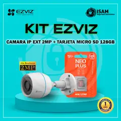 EZVIZ - CAMARA DE SEGURIDAD EXTERIOR H3C 2MP + TARJETA MICRO SD 128GB HIKSEMI