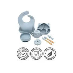 GENERICO - SET DE VAJILLA PARA BEBE COLOR DUSTY BLUE