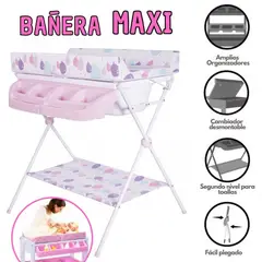 EBABY - Bañera Cambiador Maxi rosado con Organizador