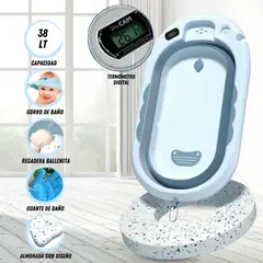 GENERICO - Tina Bañera Plegable con Termometro y Accesorios de Baño