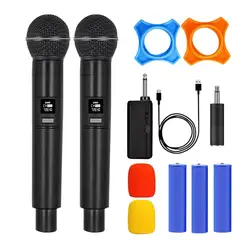 SANC - Micrófono Inalámbrico Recargable Karaoke y Profesional Kit 2 unidades