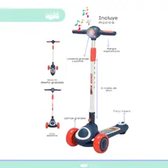 GENERICO - Scooter para niño musical azul