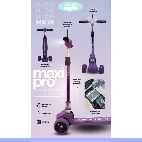Scooter para niña maxi con bluetooth morado