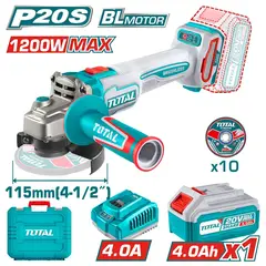 TOTAL TOOLS - Amoladora 4½ Pulgadas Inalámbrica 1200W A Batería 20v - TAGLI2211531
