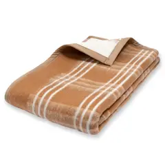 SANTA CATALINA - Frazada Hilton Listado King Size color beige con blanco