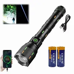 LIDIMI - Linterna Táctica LED Potente Recargable USB C Zoom 2000 Metros