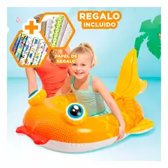 RYBIU IMPORT - Pack3 Flotador Forma de Pez en Amarillo Y+Papel de Regalo