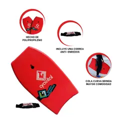 RYBIU IMPORT - Pack4 Bodyboard Hidrodinamico en Rojo 33 Y+Regalo Stickers