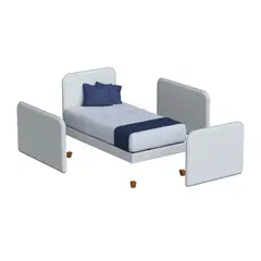 MUEBLES MACRUMO - CAMA TAPIZADA EVOLUTIVA DESARMABLE + PATAS COLOR BEIGE 1PLZ