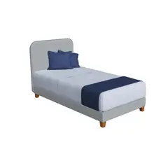 MUEBLES MACRUMO - CAMA TAPIZADA EVOLUTIVA DESARMABLE + PATAS COLOR GRIS 1PLZ
