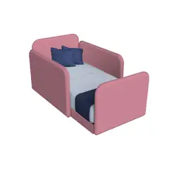 MUEBLES MACRUMO - CAMA MONTESSORI TAPIZADA EVOLUTIVA DESARMABLE + PATAS ROSADO 1.5 PLZ