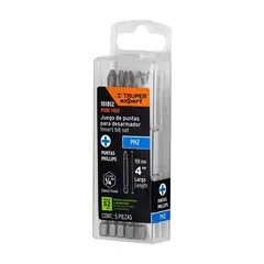 TRUPER - ESTUCHE CON 5 PUNTAS DE CRUZ PH2 LARGO 4", EXPERT 101812