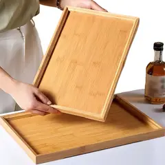 OEM - Bandeja Decorativa de Bambú para Desayunos, Set de 2 para Picnic, etc