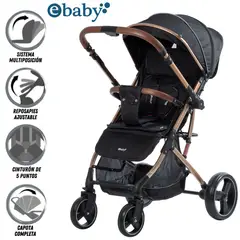 EBABY - Coche Maleta de Lujo RUDI Negro