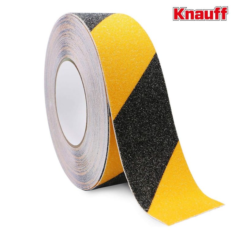 Cinta 20 mt Antiderrapante Antideslizante Negro / Amarillo 50mm KNAUFF