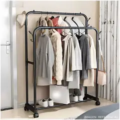 INSPIRA - Estante Colgador Organizador Ropa Perchero Con Ruedas Negro