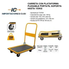 TOLSEN - Carro de Carga Plataforma Plegable (base metálica) 150 Kg.