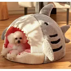 GENERICO - CAMA PARA PERROS Y GATOS EN FORMA DE TIBURÓN GRIS TALLA L- SHARK BED