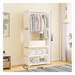 GRETAIL - Ropero Armario Closet Perchero Organizador Ropa 1 Cuerpos Blanco 3054