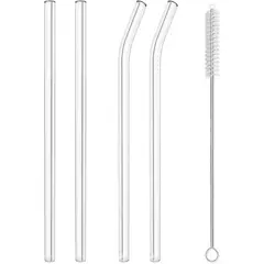 GENERICO - Set Premium de 4 Sorbetes o Cañitas de Borosilicato Reutilizables