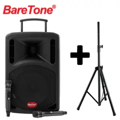 BARETONE - Parlante Portátil MAX15EX 300W Efectos de micrófono + SOPORTE